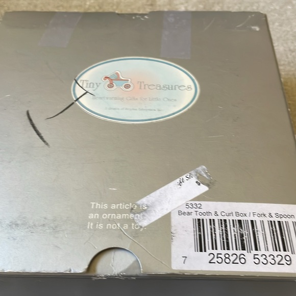 VTG boxed silver plate 4 pc baby gift set Teddy Bear Roth & curl box Spoon Fork - Picture 9 of 10